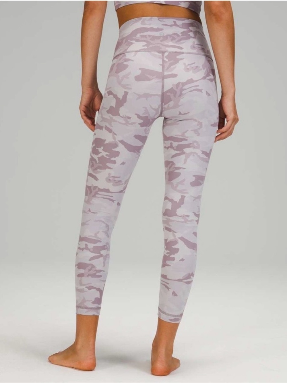 Lululemon Wunder Under Pink and White Camo Ribbed High-Waist Leggings Size 2